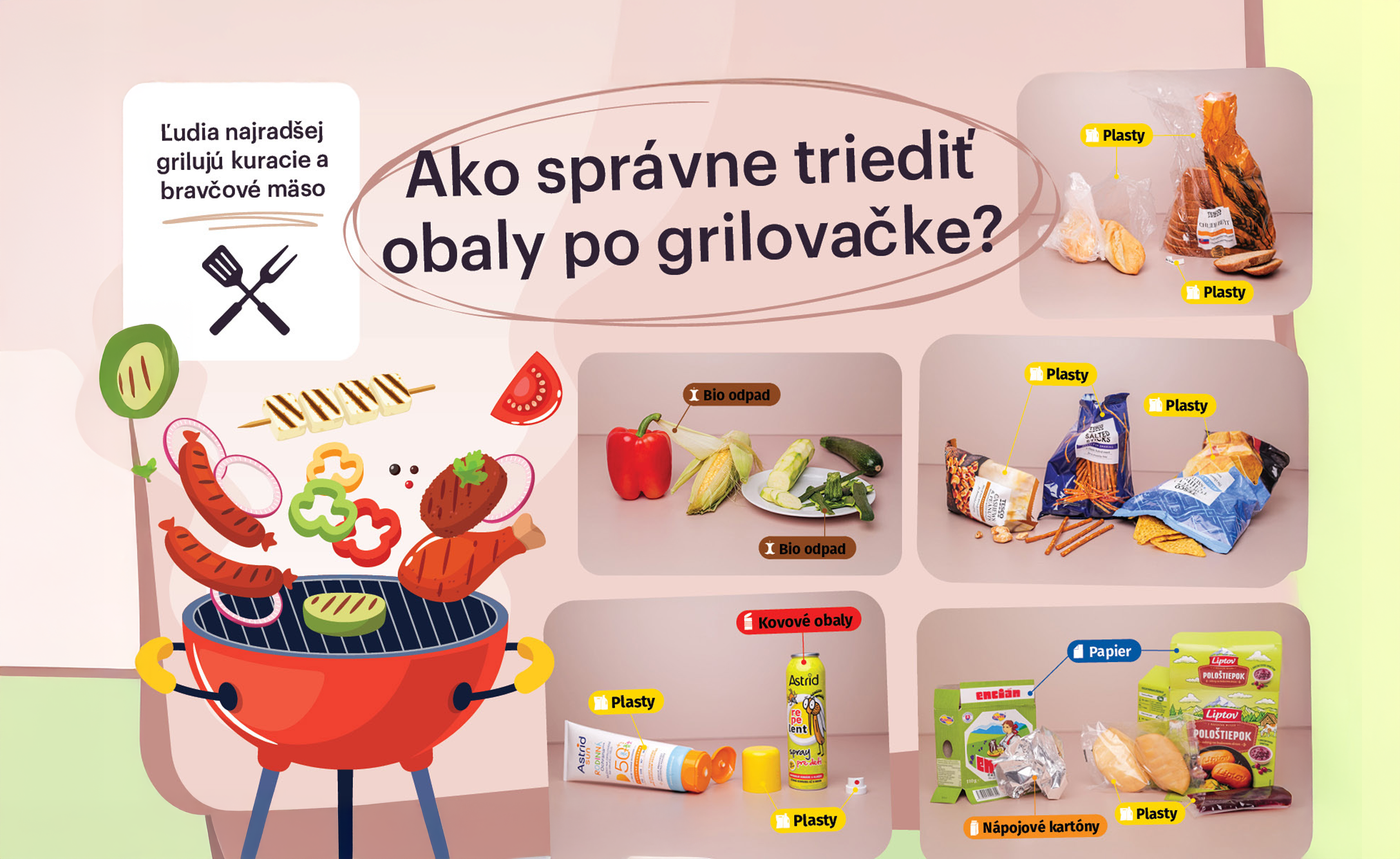 Grilovacia sezóna je v plnom prúde. Viete, kam patria obaly z mäsa, syrov či nápojov?