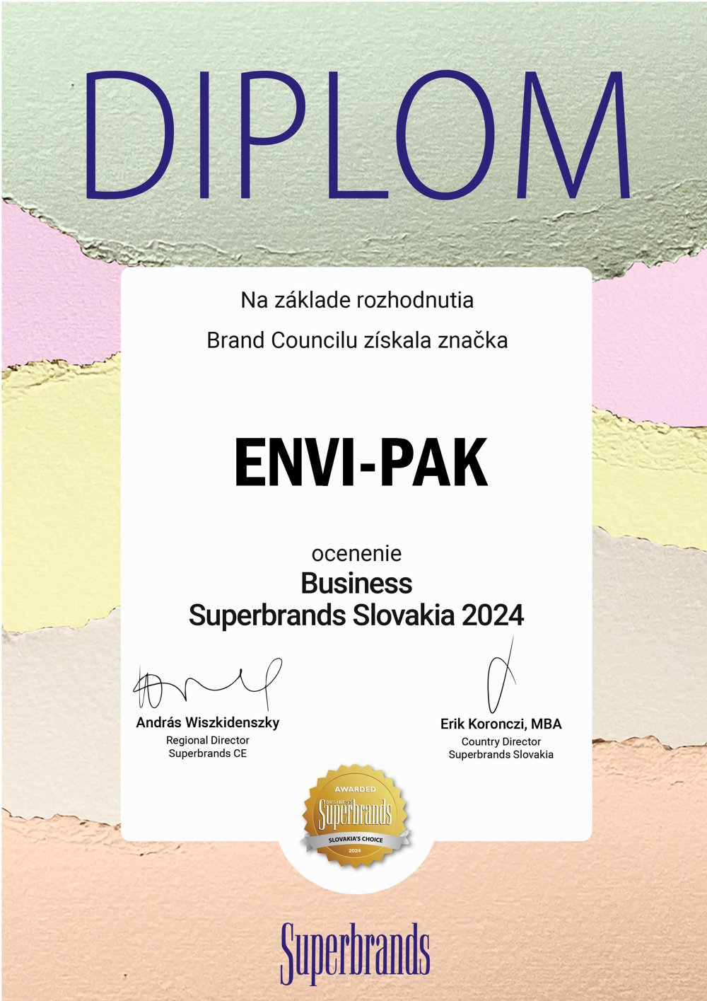 ENVI - PAK opäť ocenený značkou kvality Superbrands